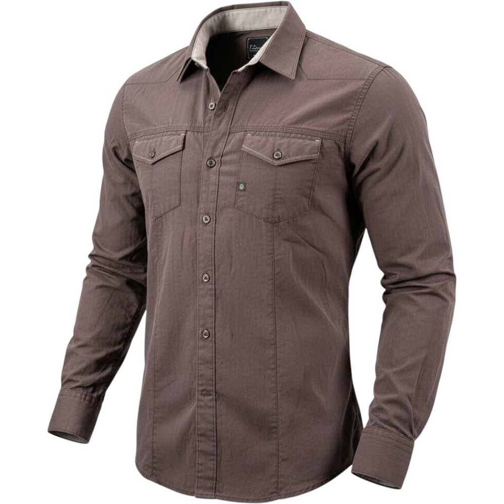 7 Diamonds Button Down Mens Small Brown Pinstripe Long Sleeve Western Shirt
